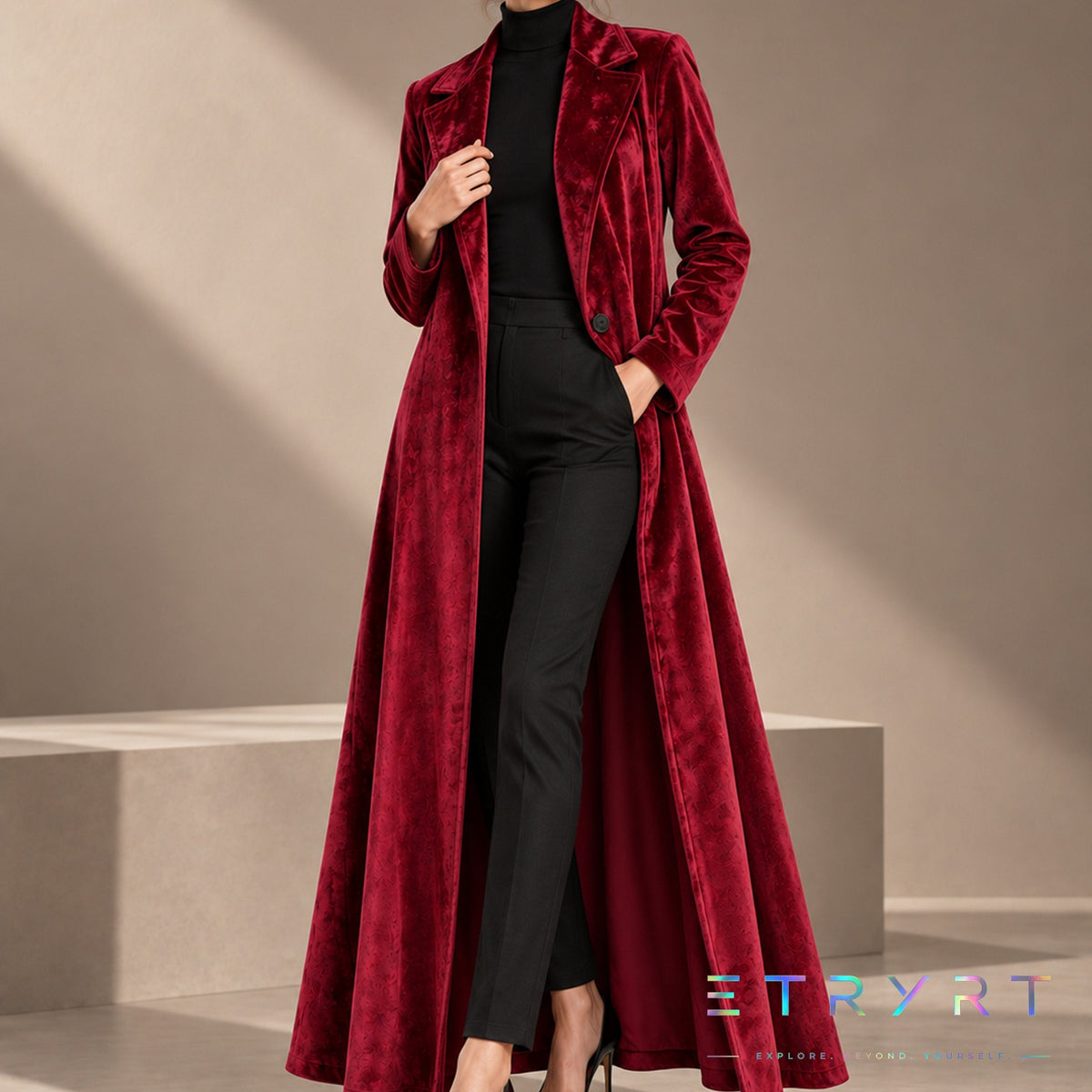 Beatrice | Long manteau ouvert en velours