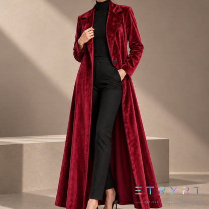 Beatrice | Long manteau ouvert en velours