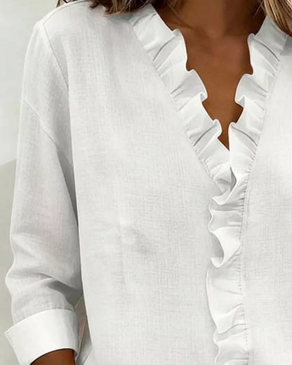 Claire – Blouse col V à volants