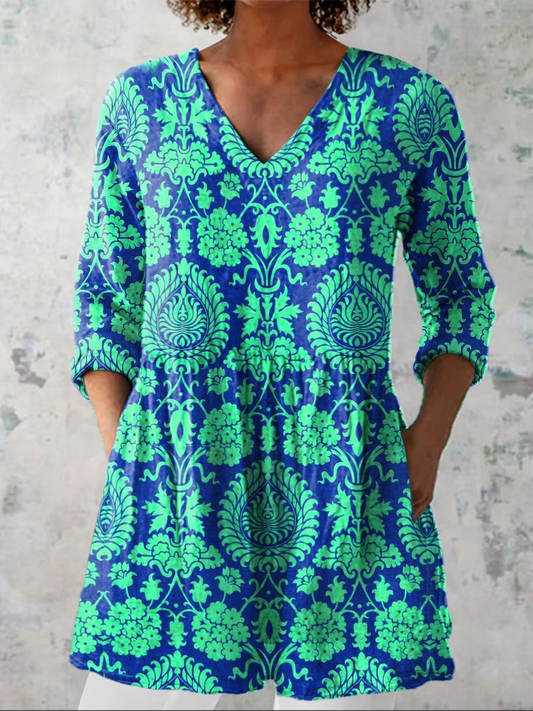 Ines | Longue Blouse avec Décolleté en V