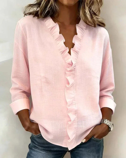 Claire – Blouse col V à volants