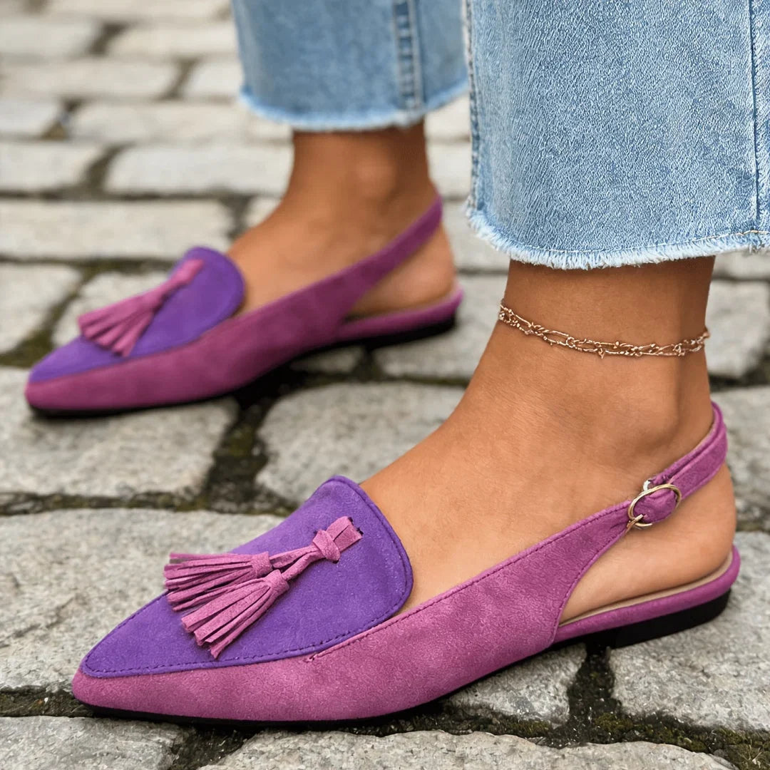 Sandales Mules Marisa à Talons Ouverts avec Franges