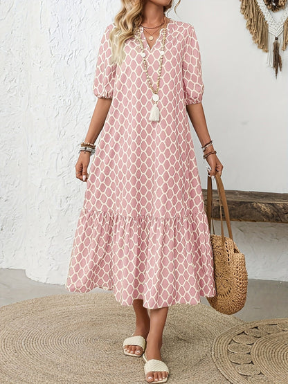 Rosalie – Robe midi fluide et confortable à motif élégant