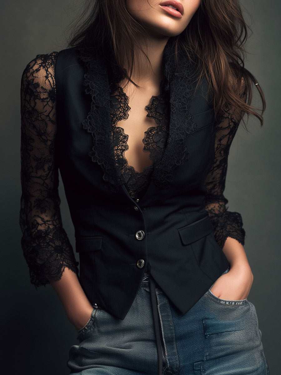 Teresa - Blazer à Manches Semi-Transparentes