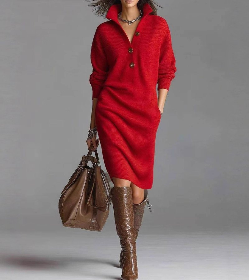 Damaris | Élégante robe en tricot chaude et confortable.