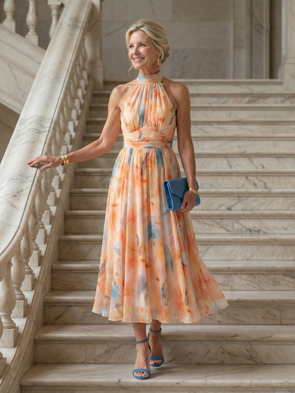 Manon | Robe midi douce à col halter