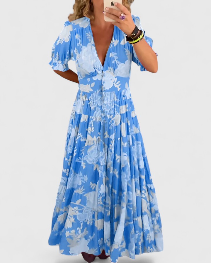 Miriam – Robe florale avec col en V