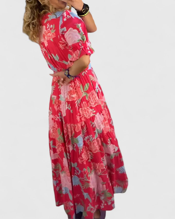 Minelda – Robe fleurie col V