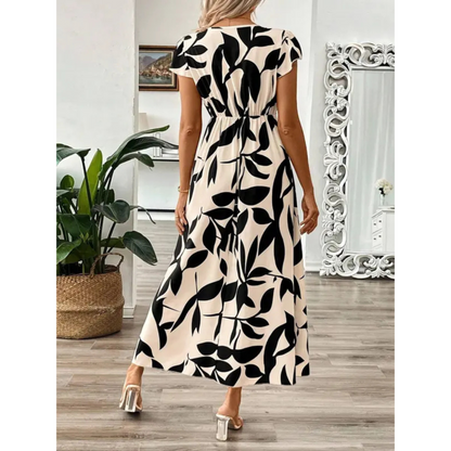 Odessa – Robe maxi élégante à imprimé feuillage