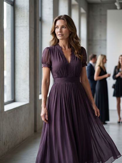 Sophie | Robe longue à taille froncée et ouverture goutte