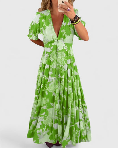 Minelda – Robe fleurie col V