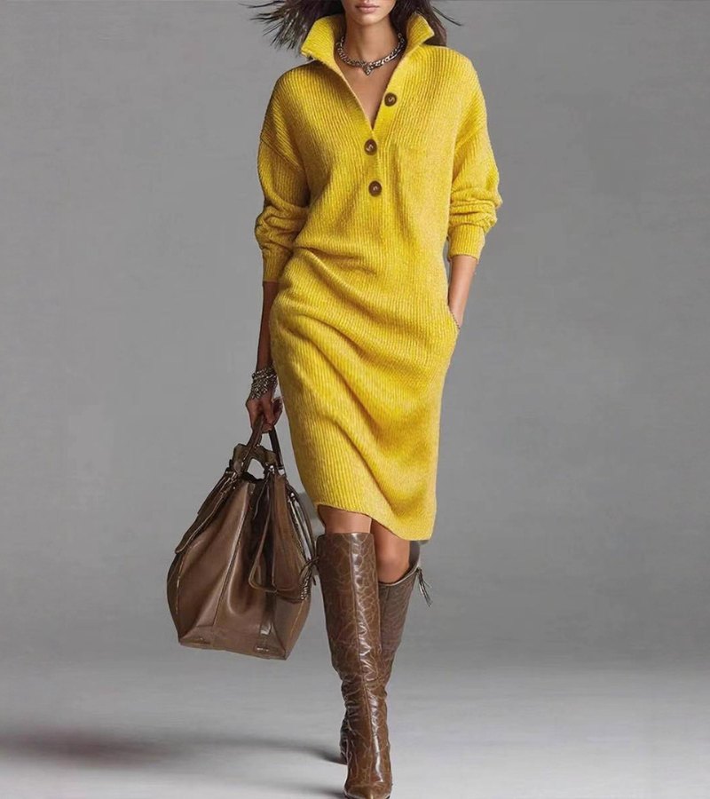 Damaris | Élégante robe en tricot chaude et confortable.