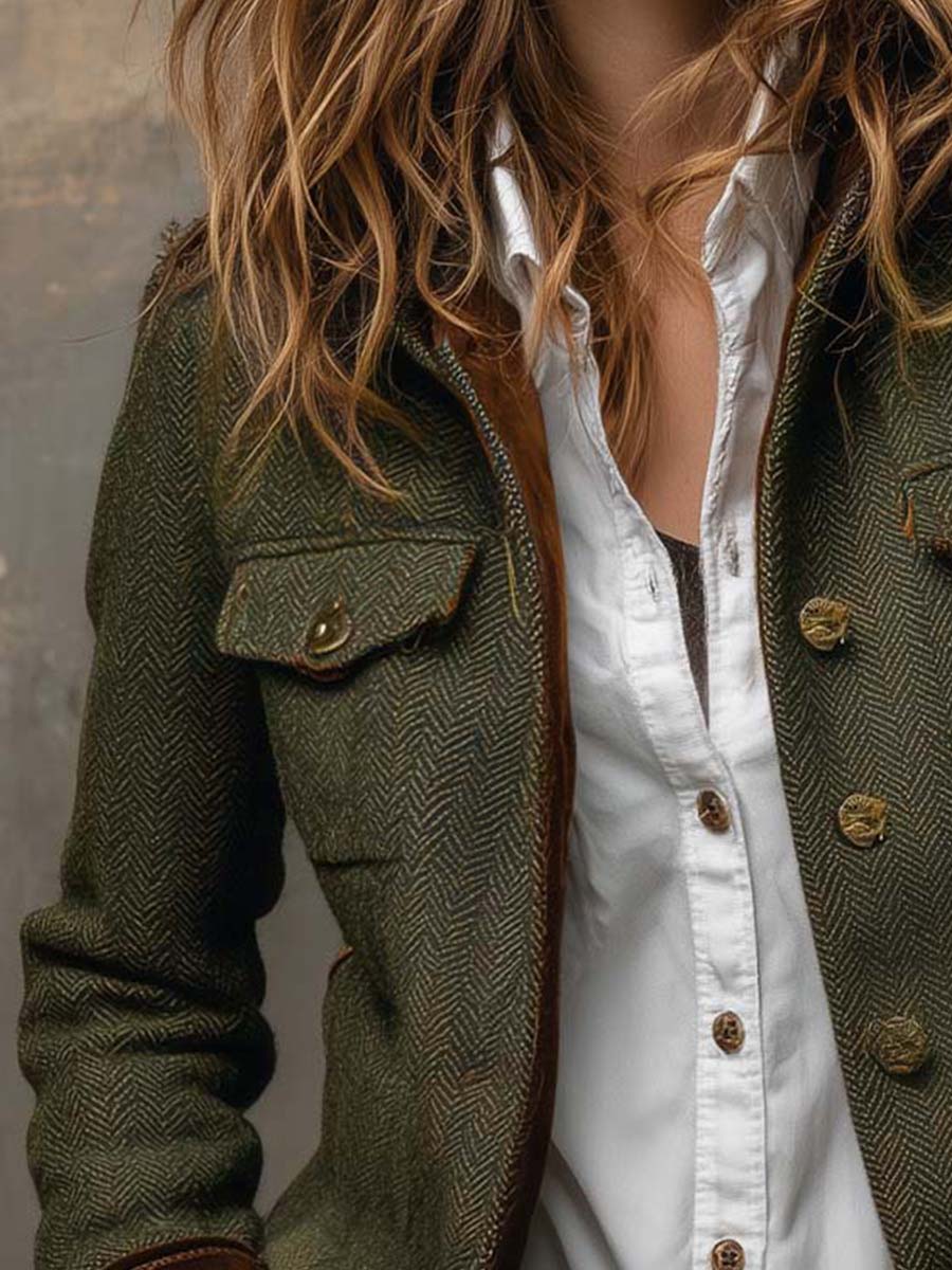 Dolores - Blazer en Sergé avec Détails Contrastants