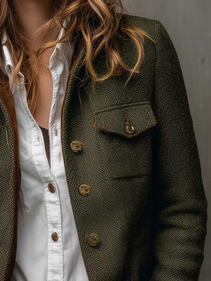 Honorine | Blazer Vintage en Épi avec Détails Contrastés