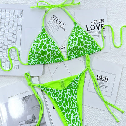 Maillot de Bain Deux Pièces Dos Nu Imprimé Léopard