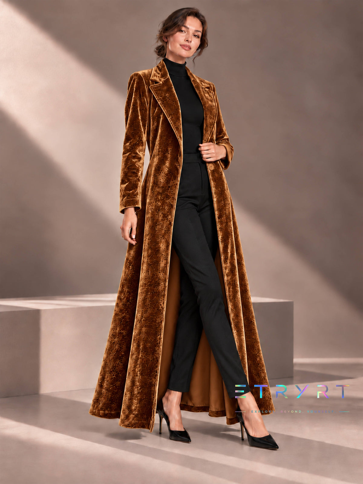 Beatrice | Long manteau ouvert en velours