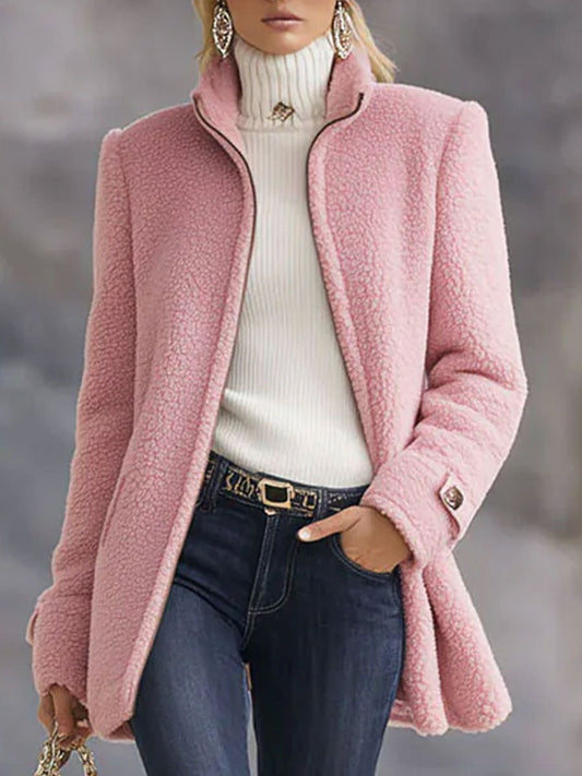 Veste vintage en polaire rose avec zip
