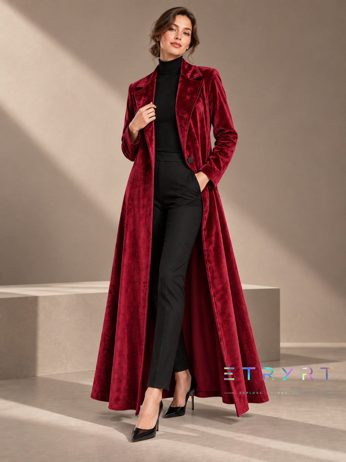 Beatrice | Long manteau ouvert en velours