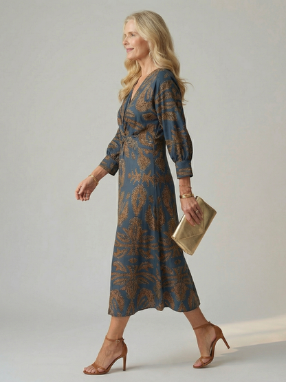 Zoé | Robe midi portefeuille naturelle