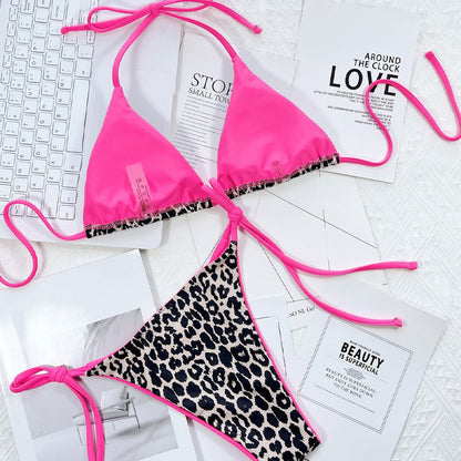 Maillot de Bain Deux Pièces Dos Nu Imprimé Léopard
