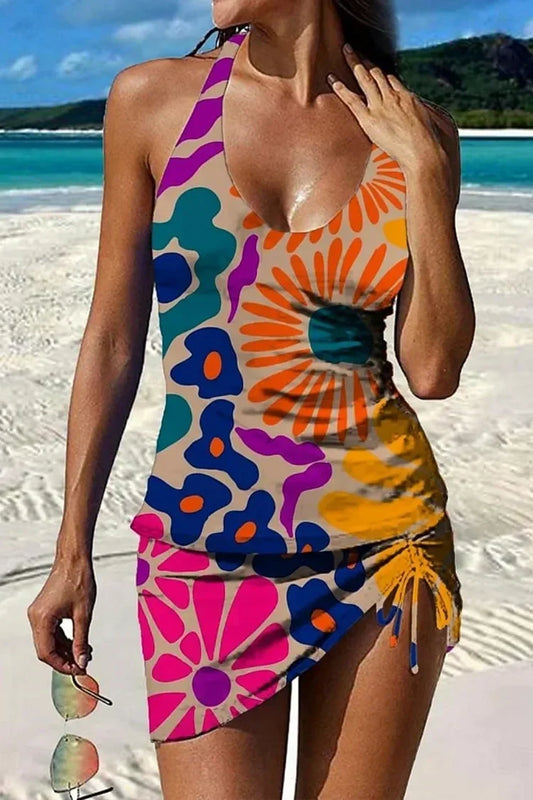 Fiesta – Tankini graphique fleuri avec short, effet ventre plat
