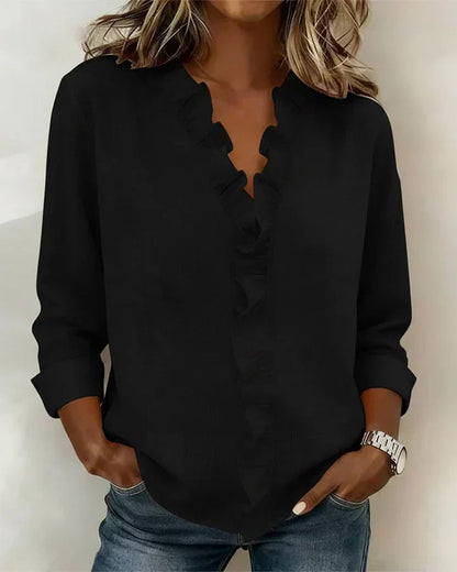Claire – Blouse col V à volants