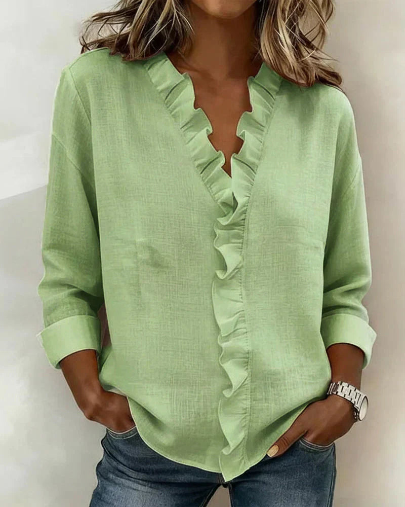 Claire – Blouse col V à volants