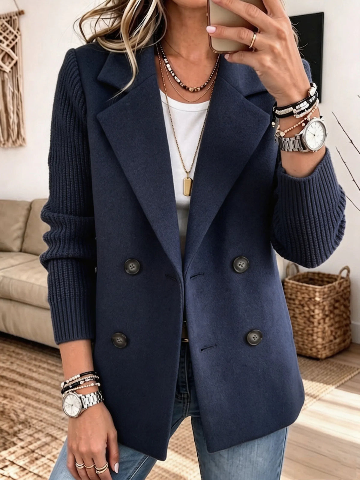 Carla | Élégant Blazer avec Manches en Tricot