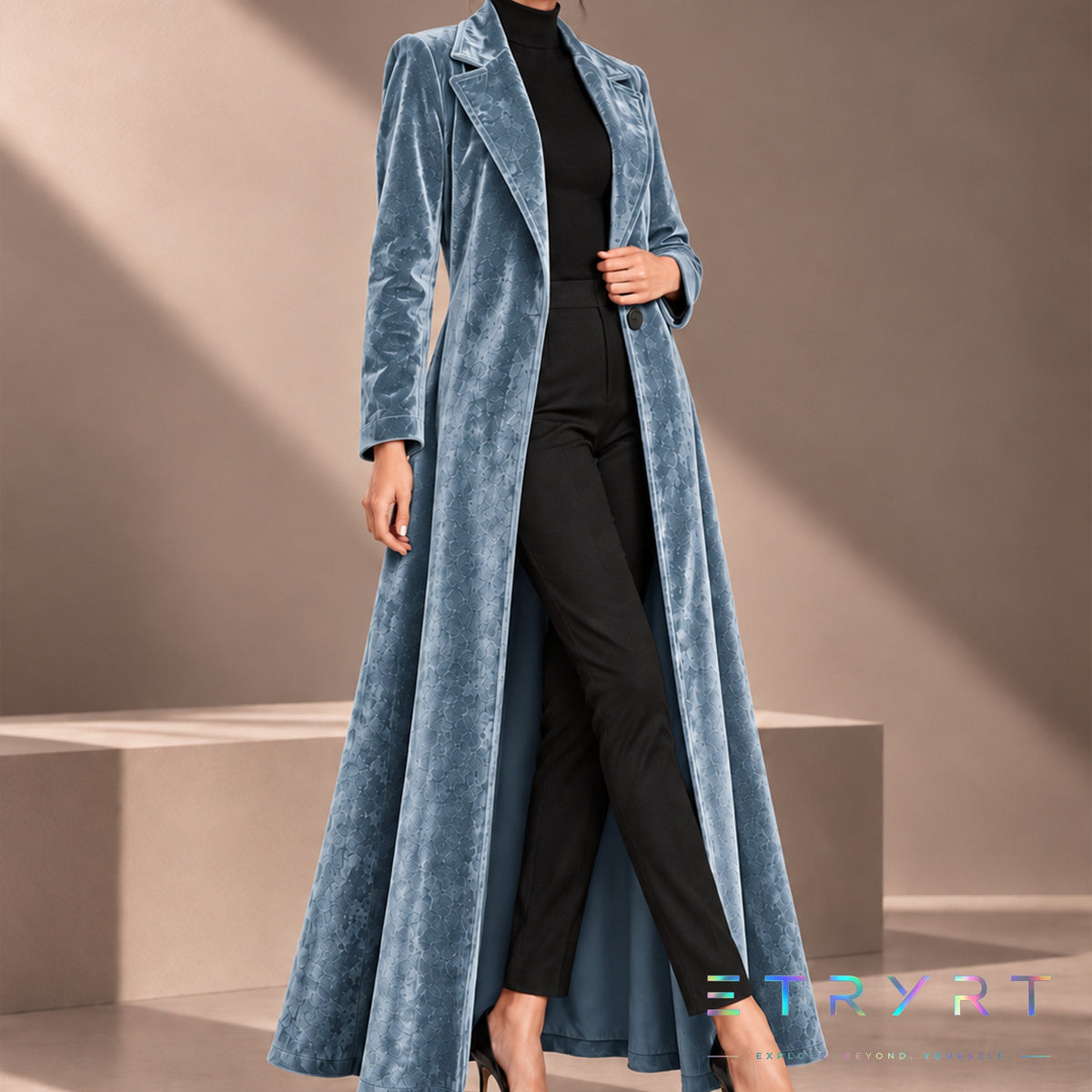 Beatrice | Long manteau ouvert en velours