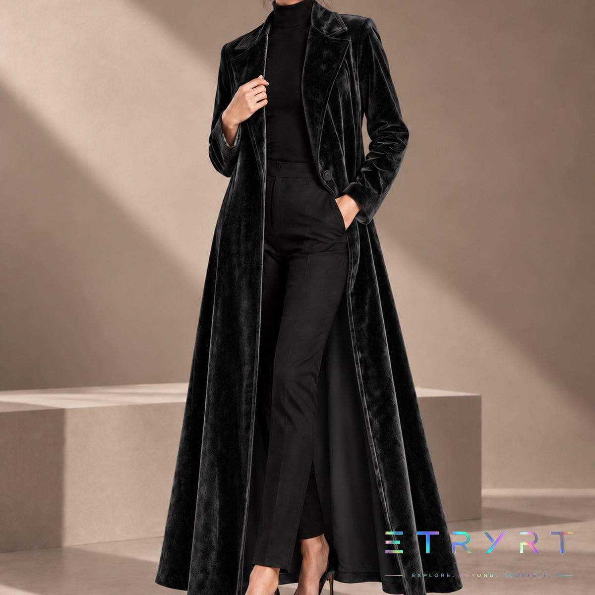 Beatrice | Long manteau ouvert en velours