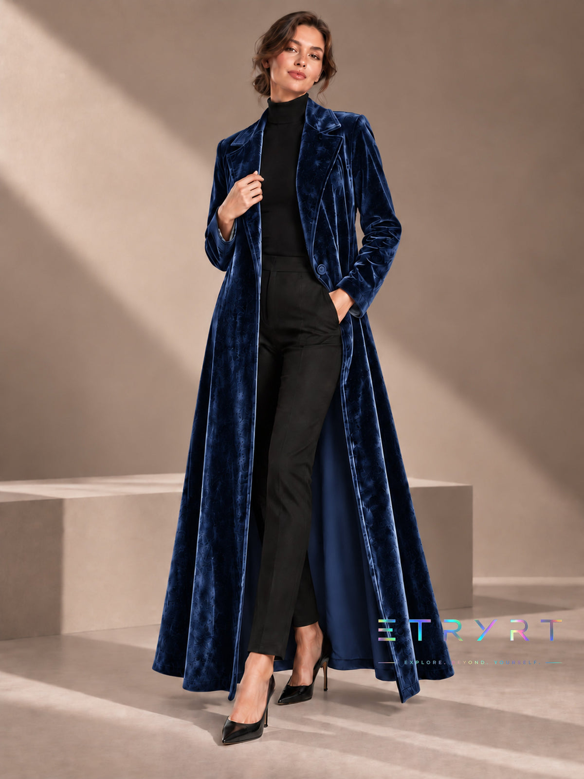 Beatrice | Long manteau ouvert en velours