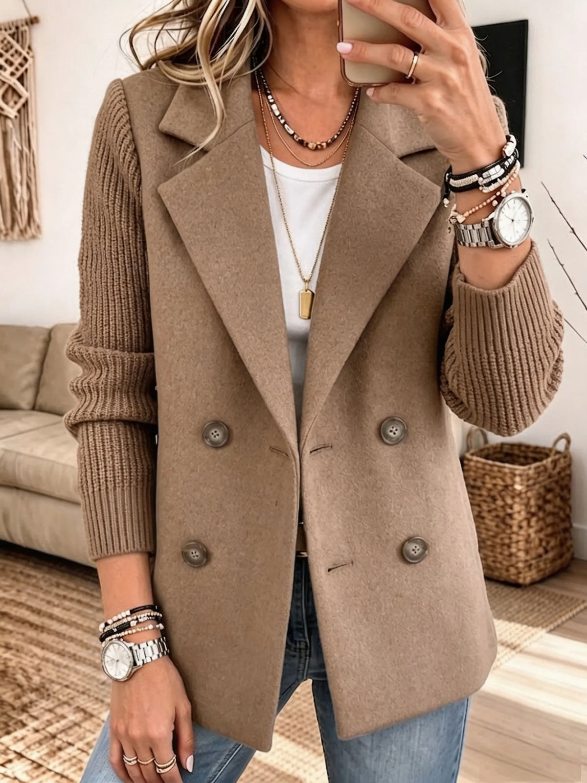 Carla | Élégant Blazer avec Manches en Tricot
