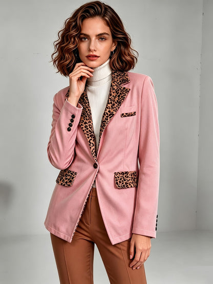 Clementine | Blazer ajusté en velours avec accents léopard