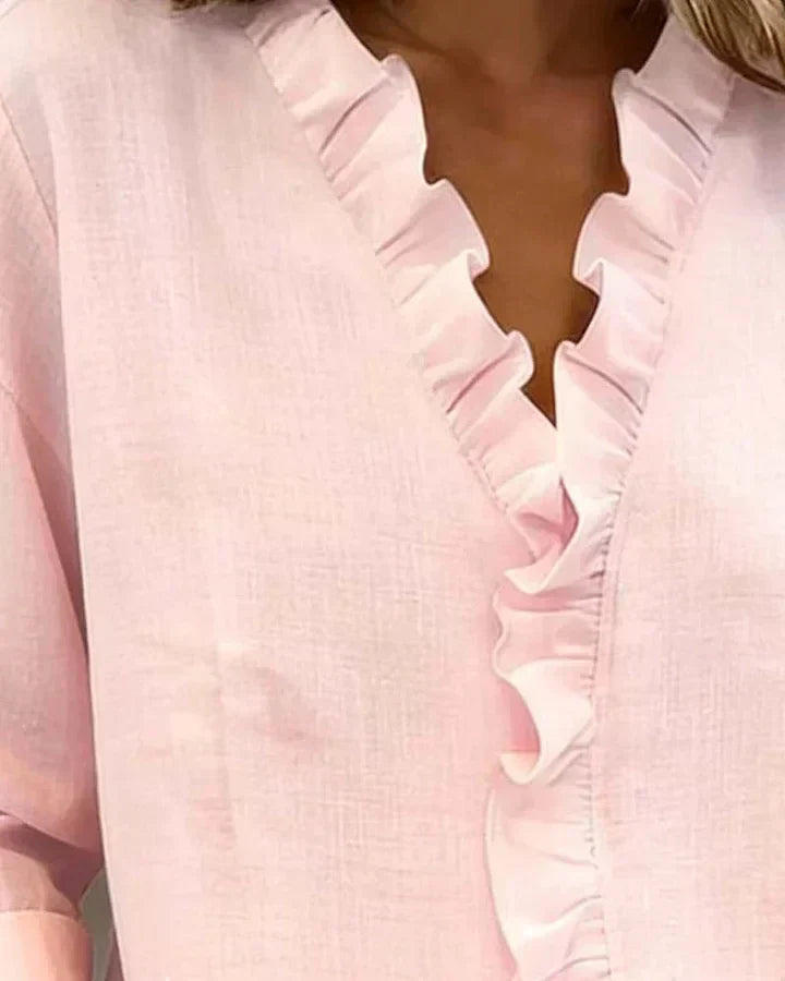 Claire – Blouse col V à volants