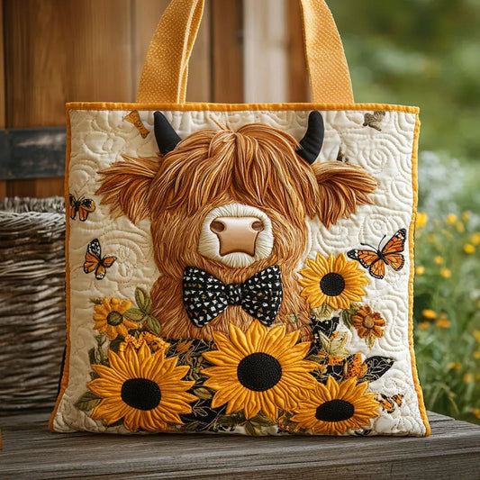 Sac Matelassé - Vache des Highlands aux Tournesols