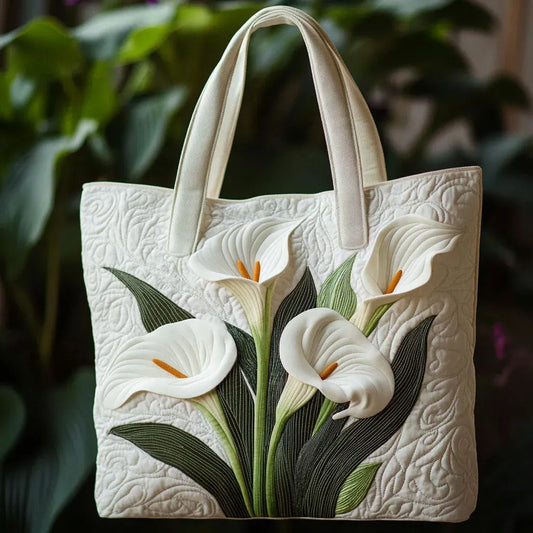 Sac Artisanal Matelassé - Arums Blancs