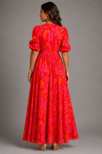 Olympe | Robe Légère en Teintes Roses et Oranges