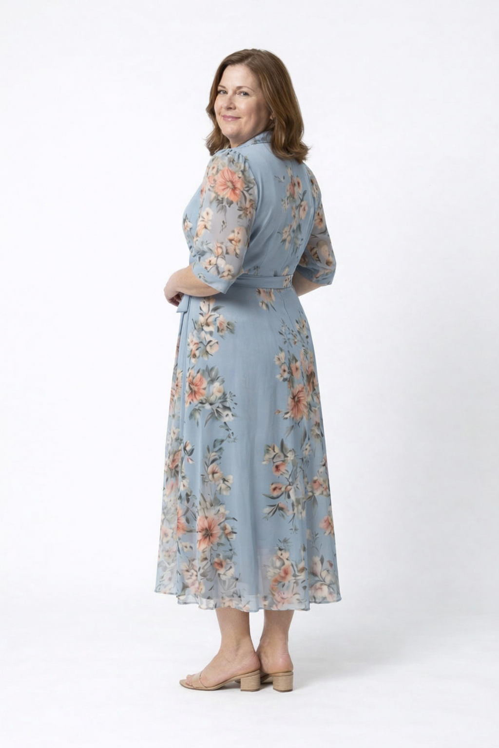 Camille – Robe midi portefeuille fleurie