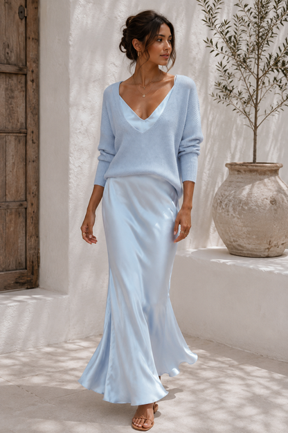 Alma | Élégante Robe en Satin avec Détails en Jersey