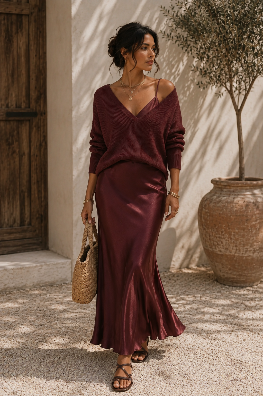 Alma | Élégante Robe en Satin avec Détails en Jersey