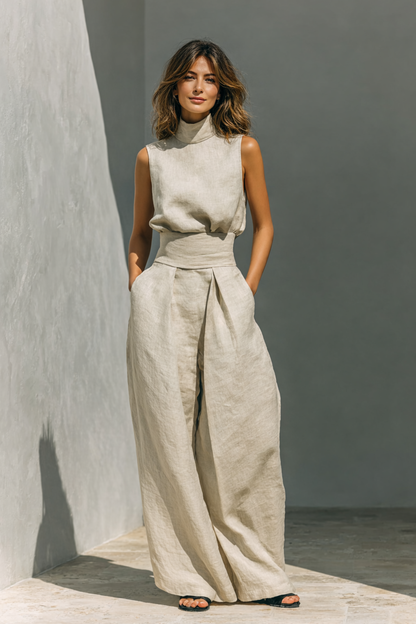 Maria – Ensemble fluide minimaliste avec top et pantalon large