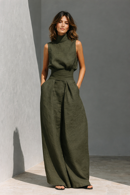 Maria – Ensemble fluide minimaliste avec top et pantalon large