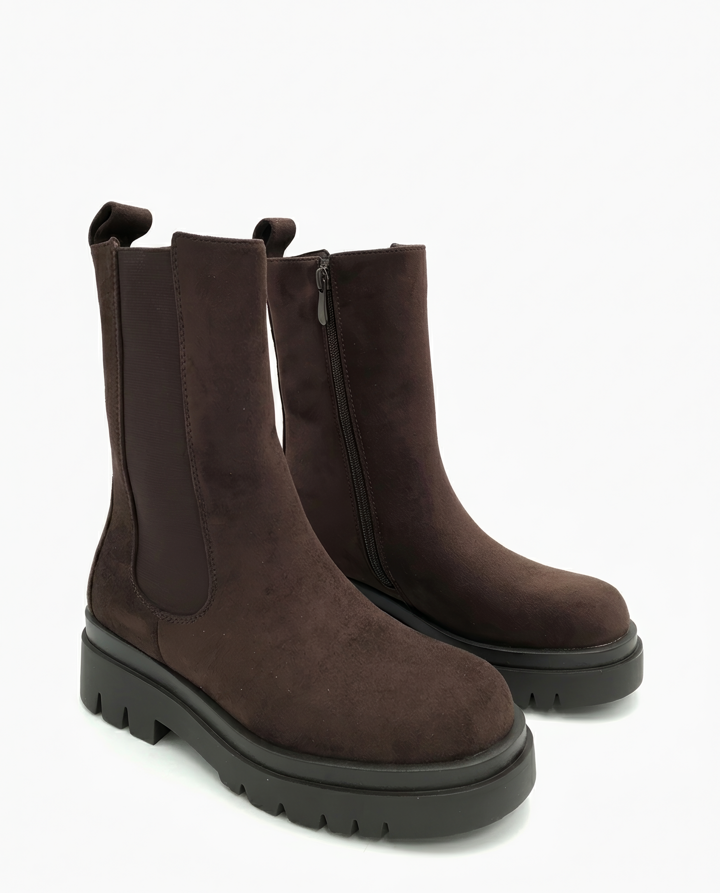 Bottes Chelsea en Velours Brun