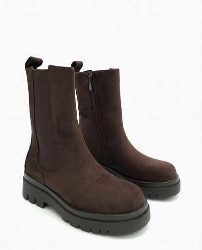 Bottes Chelsea en Velours Brun