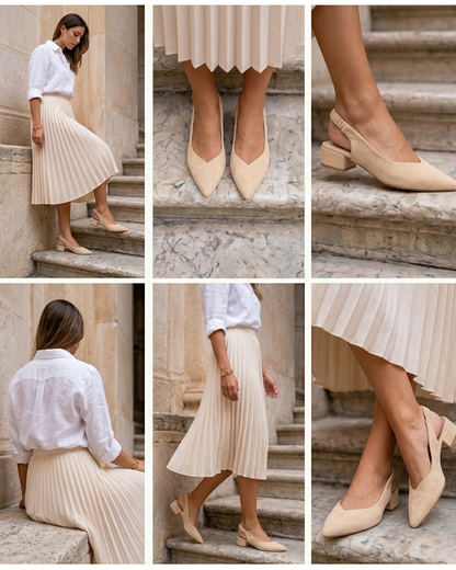 Beige Block Heel Claudia
