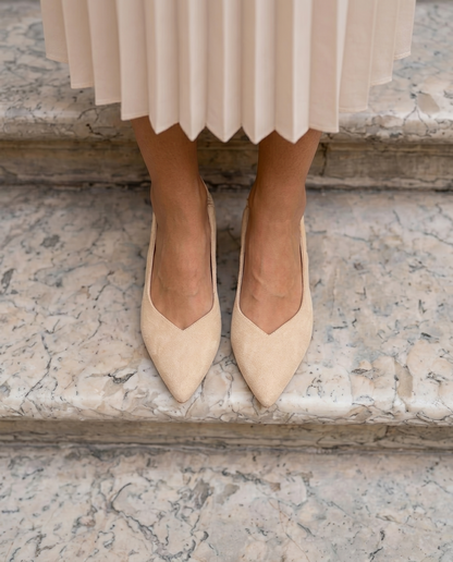 Beige Block Heel Claudia