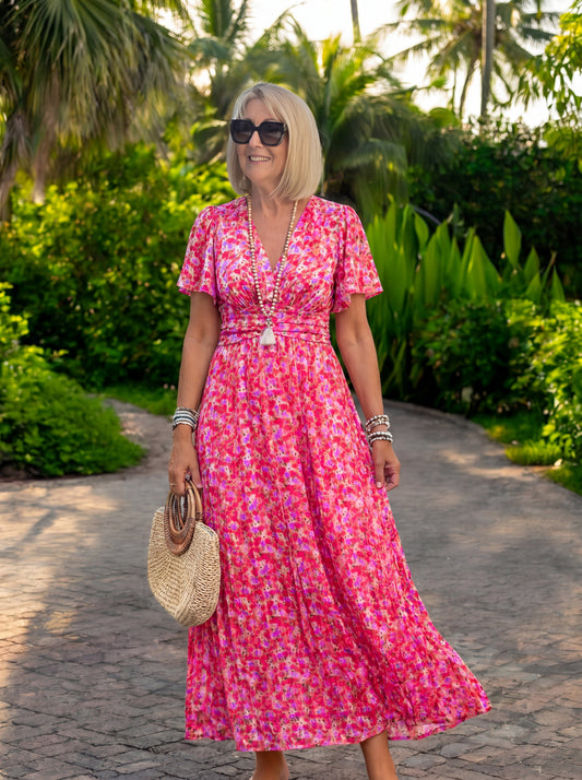 Elis – Longue robe fluide à motif floral