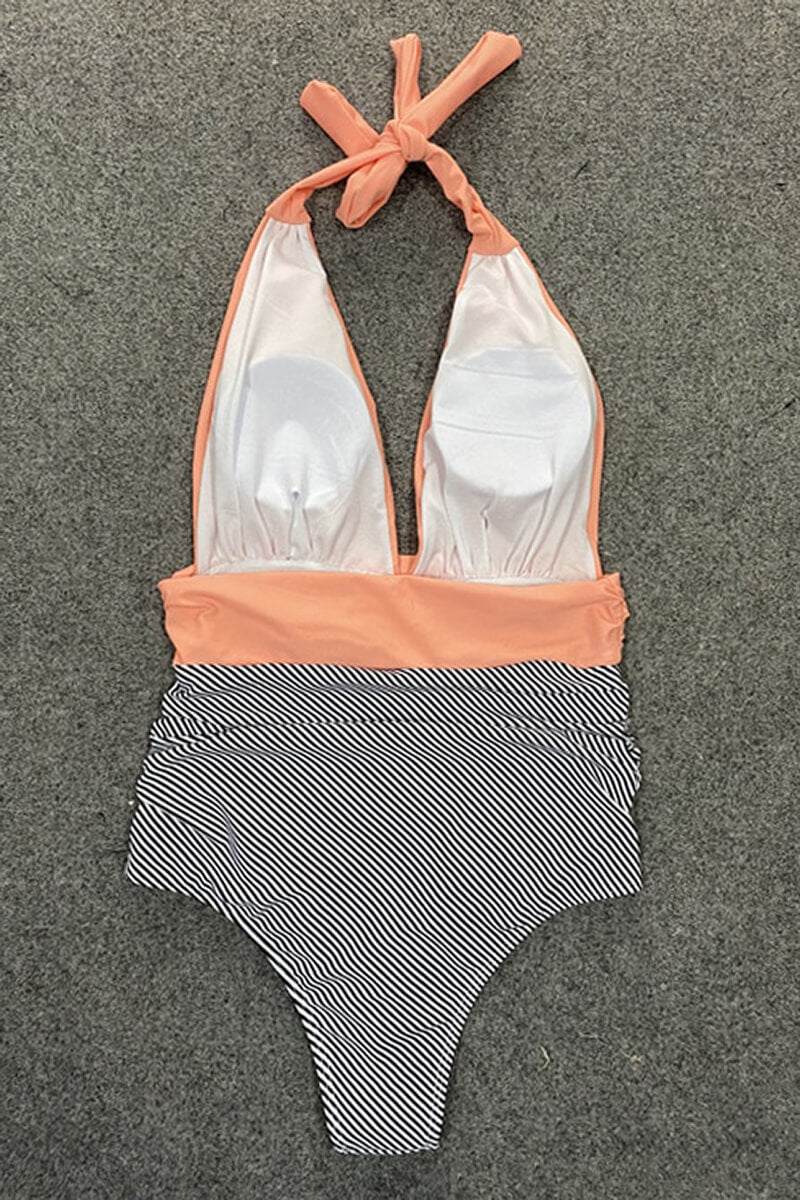 Maillot de Bain Une Pièce Verano à Rayures Bicolores