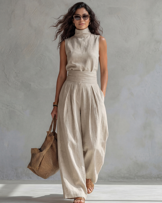 María | Ensemble Élégant de Pantalons Amples et Haut