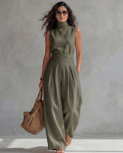 María | Ensemble Élégant de Pantalons Amples et Haut